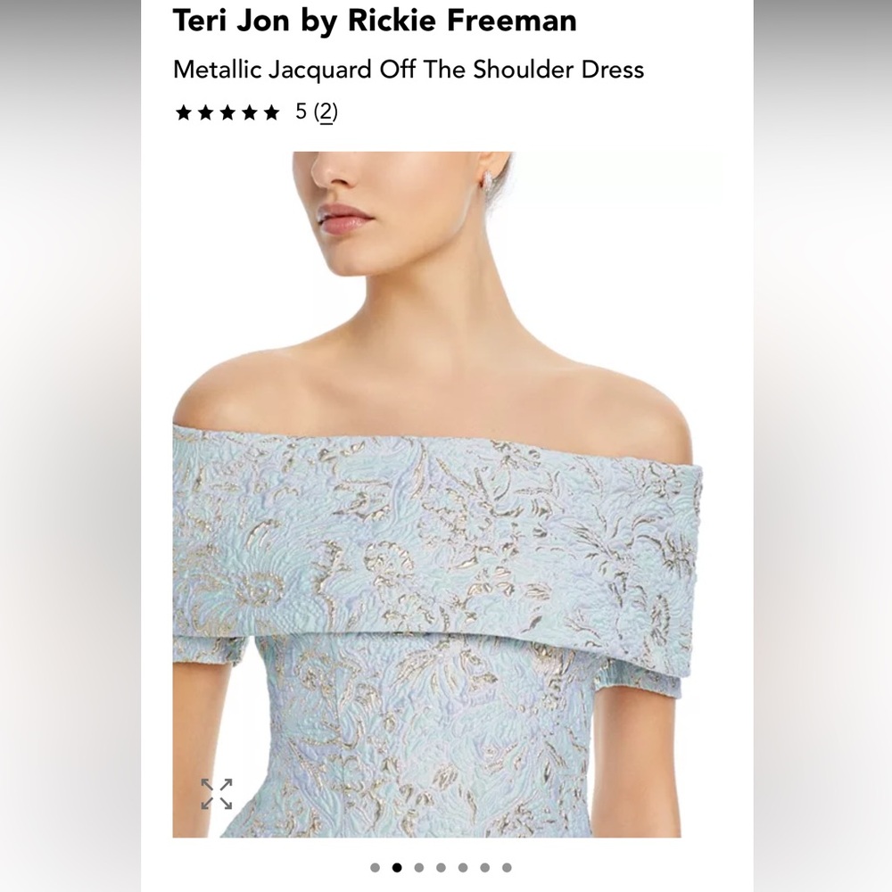 Rickie Freeman for Teri Jon Strapless Metallic Jacquard Cocktail Dress - Picture 9 of 16